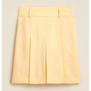 NWT J.CREW Pleated knee-length skirt in Luster Canvas Size 8 Yellow